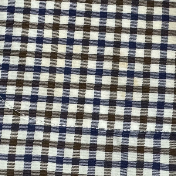 Peter Millar Brown, Blue & White Checkered Plaid Button Up Shirt Men’s XL - Picture 6 of 14